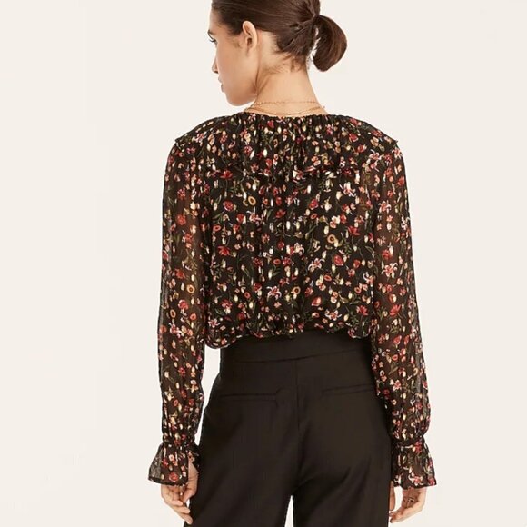 J.Crew Ruffleneck Top in Midnight Vintage Floral - Size M - Picture 4 of 5